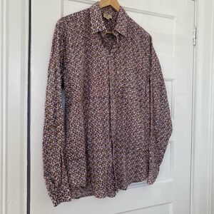Anokhi India cotton block print button down shirt